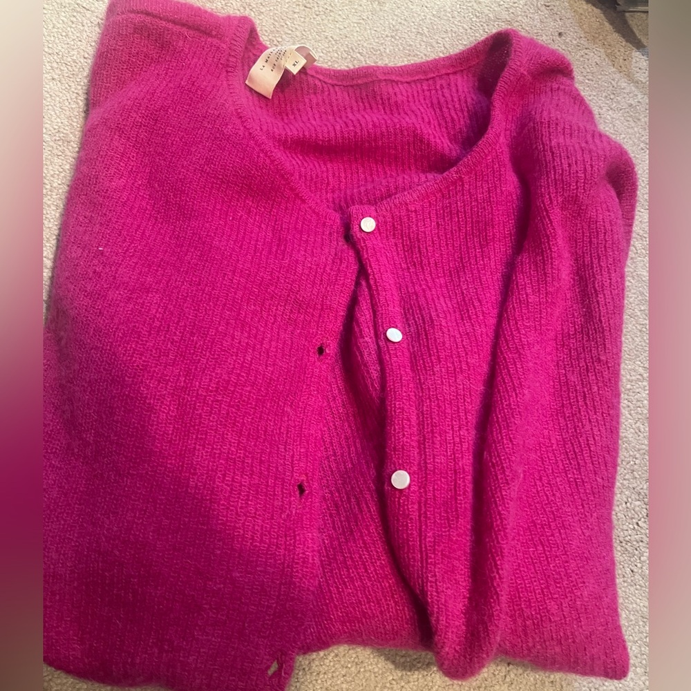 Sézane Gaspard Fuchsia Cardigan Sweater